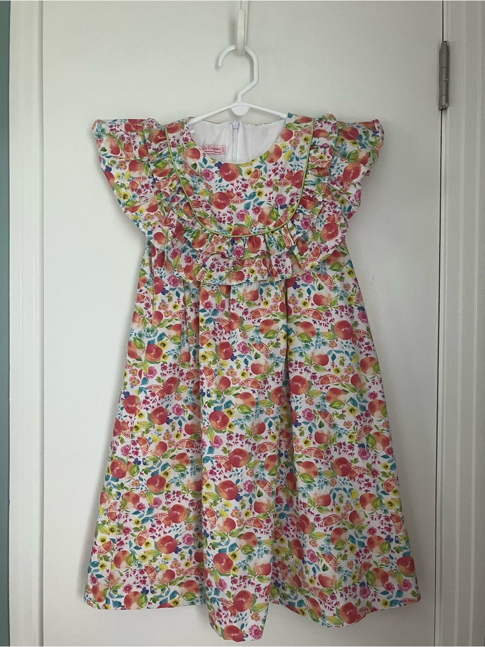 La Coqueta Fruit Print Ruffle Dress